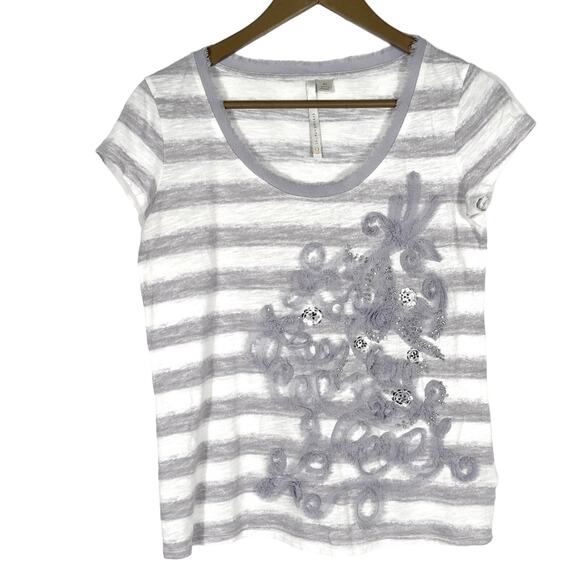 Women's | Lauren Conrad | Gray Striped Embellished Top - XS - Picture 2 of 8
